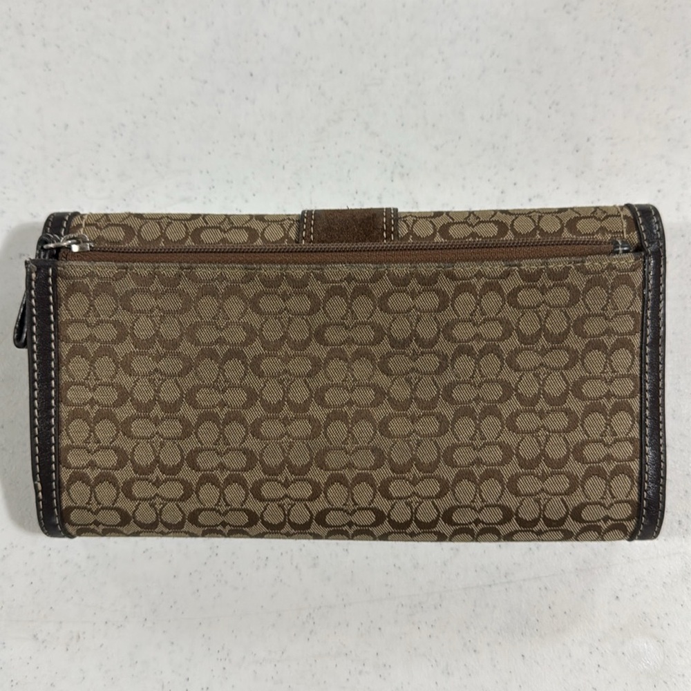 Coach Brown Monogram Wallet with Buckle Authentic - Picture 2 of 13